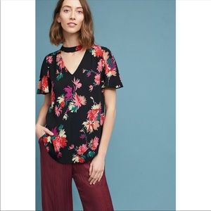 Anthropologie Maeve Floral Bella Choker Top